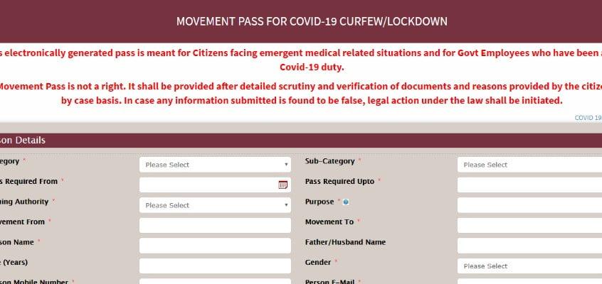 Online Movement Pass | Lockdown/Curfew E-Pass Online Apply, Registration Form & Status Checking @serviceonline.gov.in/epass/