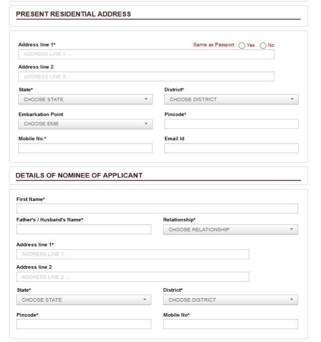 Haj Online Registration Form