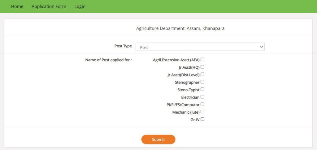Assam Agriculture Vacancies Online Application Form